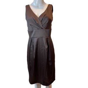 Dress Barn Womens Satin Sheath Dress 0397P75 Crisscross Bodice Brown Size 6